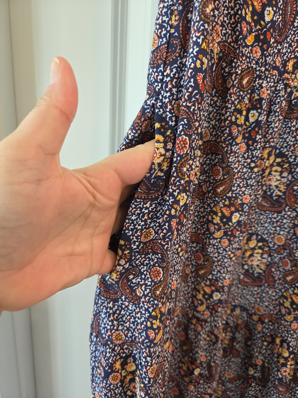 Max Studio Small Navy Paisley Floral Tiered Boho Maxi Dress - Picture 8 of 8